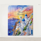 Tenture Grèce Santorini Aquarelle Croquis mer Egée | (Devant)