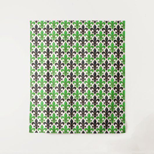 Tenture Green Black Baroque Fleur-de-lis Pattern Design (Devant)