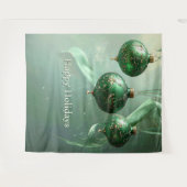 Tenture Green Christmas Ball Holiday Backdrop (Devant (Horizontal))