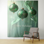 Tenture Green Christmas Ball Holiday Backdrop (En situation)