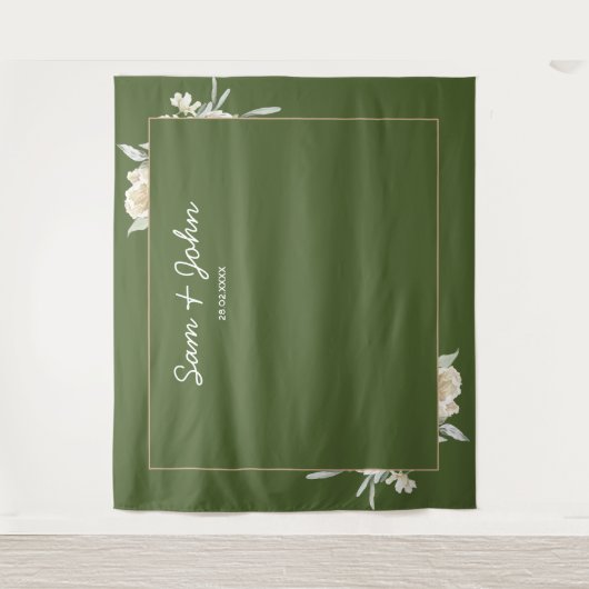 Tenture Green Fall Automne Mariage Photo Booth Backdrop (Devant)