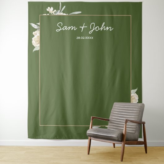 Tenture Green Fall Automne Mariage Photo Booth Backdrop (En situation)
