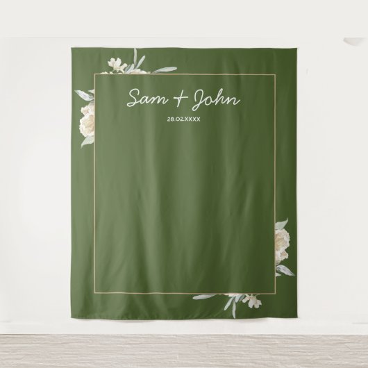Tenture Green Fall Automne Mariage Photo Booth Backdrop (Devant)