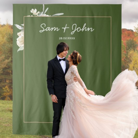 Tenture Green Fall Automne Mariage Photo Booth Backdrop