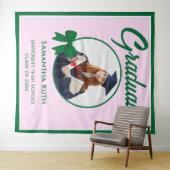 Tenture Green Gingham Bow Photo Graduation Backdrop (En situation (horizontale))