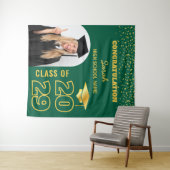 Tenture Green & Gold Custom Gradut Backdrop Avec Photo (En situation (horizontale))