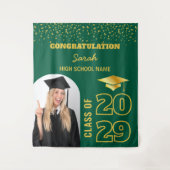 Tenture Green & Gold Custom Gradut Backdrop Avec Photo (Devant)
