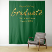 Tenture Green Gold Script Félicitations Diplômé (En situation)
