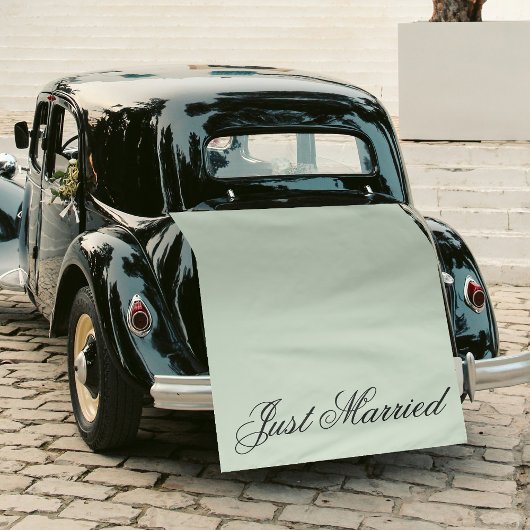 Tenture Green Just Married Fabric Car Wedding Banner Sign