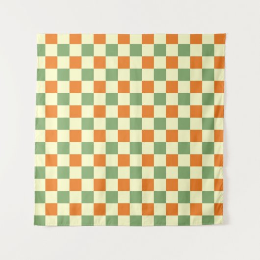 Tenture Green Orange Brown À damiers En vichy Motif (Devant)