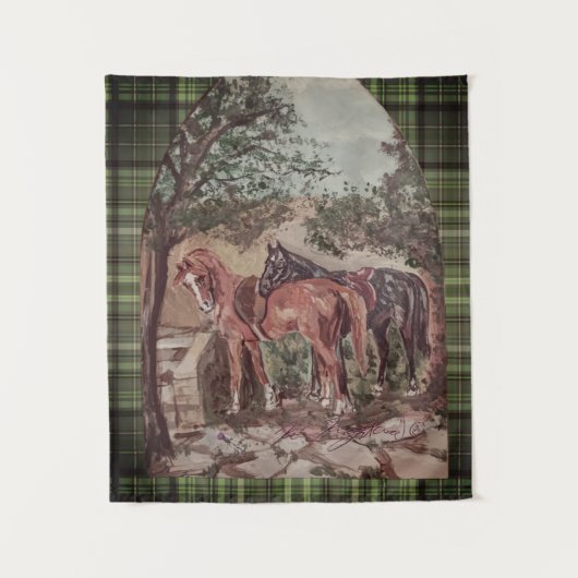 Tenture green plaid jamie and poppy scripture (Devant)