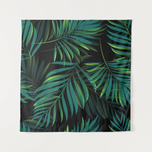 Tenture Green tropical palm leaves. Seamless pattern graph (Devant)