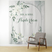 Tenture Greenery Floral Wedding Botanic Backdrop Tapestry (En situation)