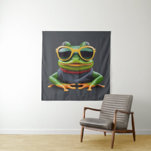 Tenture Grenouille drôle avec des lunettes de soleil