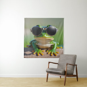 Tenture Grenouille drôle avec lunettes de soleil