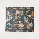 Tenture Grenouille japonaise ukiyo-e Froggies (Devant (Horizontal))