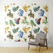 Tenture Grenouilles sur blanc naturel (En situation (horizontale))
