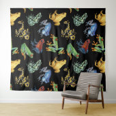 Tenture Grenouilles sur noir (En situation (horizontale))