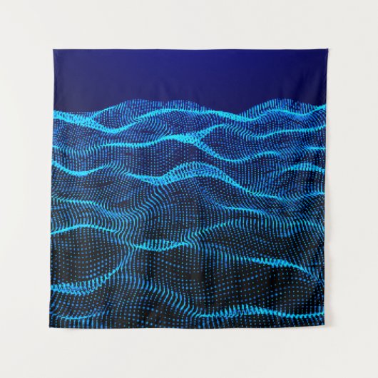 Tenture Grid dots Abstract landscape background. Cyberspac (Devant)