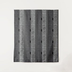 Tenture Gris Blanc Noir Clé grecque Fret Motif Design