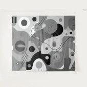 Tenture Gris blanc noir, formes blanches design moderne (Devant (Horizontal))