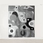 Tenture Gris blanc noir, formes blanches design moderne (Devant)