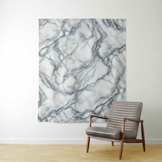 Tenture Gris chic et aspect marbre blanc Glamour (En situation)