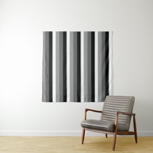 Tenture Gris noir blanc rayures Design (En situation (horizontale))