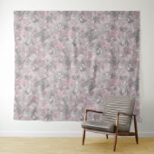 Tenture Gris rose, grandes fleurs design (En situation (horizontale))