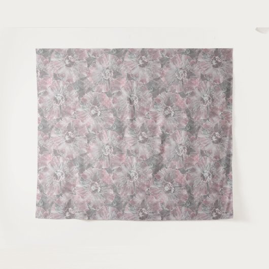 Tenture Gris rose, grandes fleurs design (Devant (Horizontal))