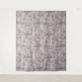 Tenture Gris rose, grandes fleurs design (Devant)