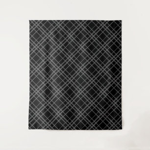 Tenture Gris Sur Tartan Noir Plaid Design Motif