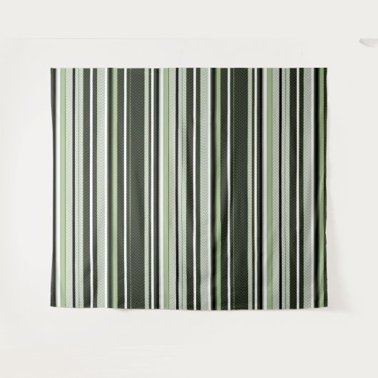 Tenture Gris, vert, rayures blanches. (Devant (Horizontal))