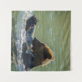 Tenture Grizzly Bear A Pris Un Saumon (Devant (Horizontal))