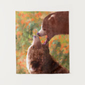 Tenture Grizzly Bear Maman et Cub Peinture Faune Art (Devant)