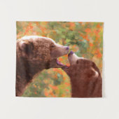 Tenture Grizzly Bear Maman et Cub Peinture Faune Art (Devant (Horizontal))