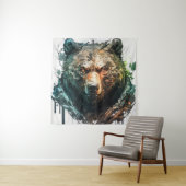 Tenture Grizzly Oear Portrait Animal Peinture Faune Art (En situation)