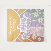 Tenture Groovy One Retro Sunshine Rainbow Daisy (Devant (Horizontal))