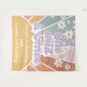 Tenture Groovy One Wild Three Retro Sunshine Rainbow Daisy (Devant (Horizontal))