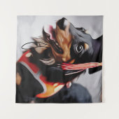 Tenture Gros plan du chien teckel portant un chapeau de re (Devant (Horizontal))