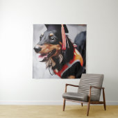 Tenture Gros plan du chien teckel portant un chapeau de re (En situation)
