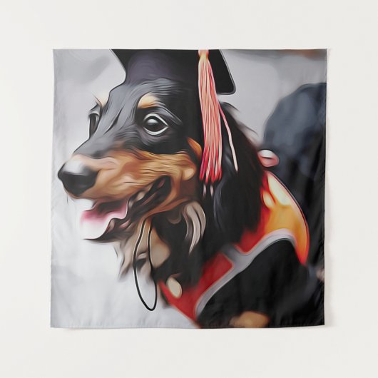 Tenture Gros plan du chien teckel portant un chapeau de re (Devant)