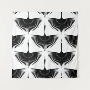 Tenture Grue gracieuse : Motif d'oiseaux orientaux