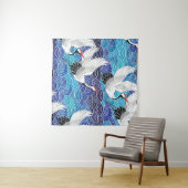 Tenture Grue japonaise : Motif orné d'oiseaux. (En situation (horizontale))