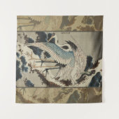 Tenture Grues sur un pin couvert de neige Hokusai (Devant (Horizontal))