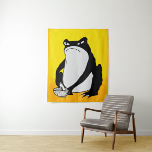 Tenture Grumpy Frog dessin art japonais par Matsumoto Hoji