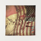 Tenture Grunge drapeau américain : arrière - plan texturé. (Devant (Horizontal))