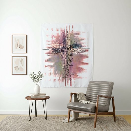 Tenture Grunge mots chrétiens croisent