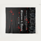 Tenture Grunge rouge noir gothique texturé | Roses noirs (Devant (Horizontal))