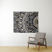 Tenture grunge steampunk art déco noir argent bohème (En situation (horizontale))